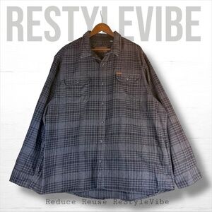 ORVIS Men’s Size 3XL Shirt Flannel Heavyweight Style Plaid Button Down